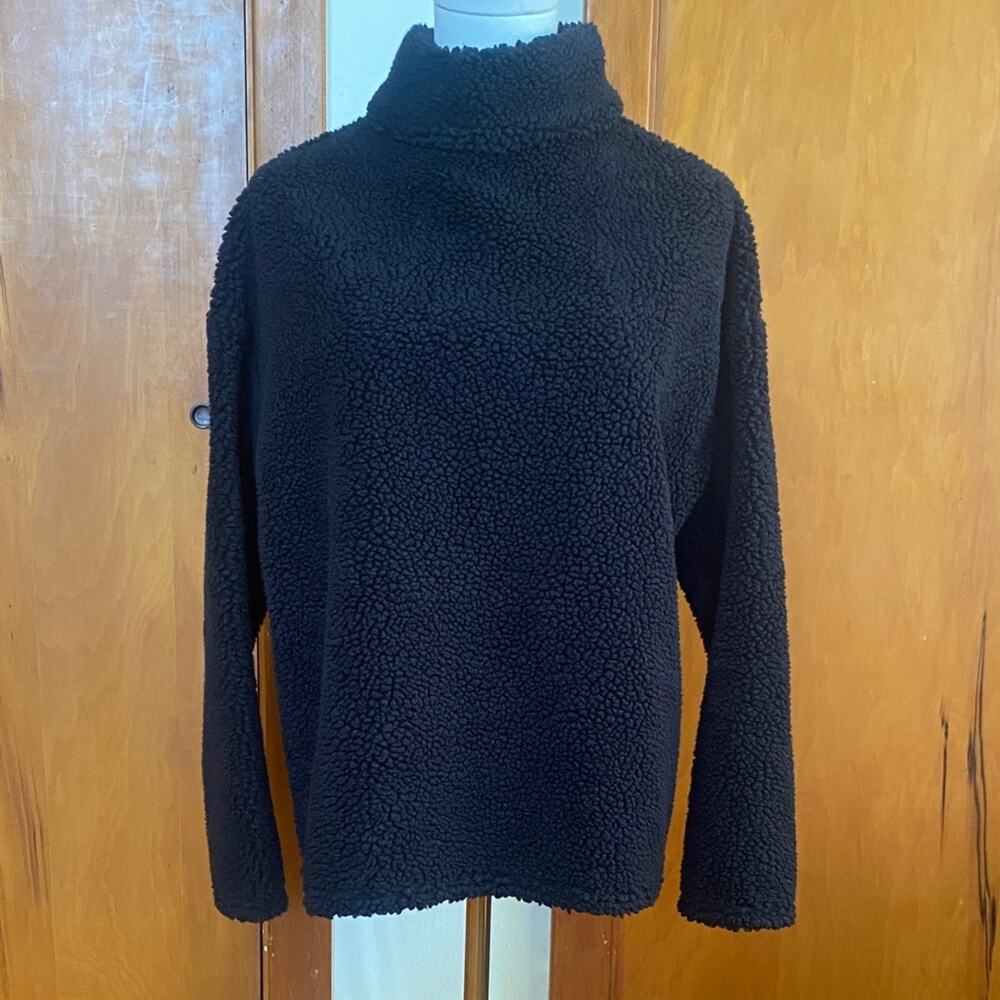Emerson Fry Black Textured Turtleneck Sweater Long Sleeve Zipper Detail Back